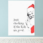 Sneaky Santa Just Checking Kids キャンバスプリント (インサイチュ (ウッドフロア))