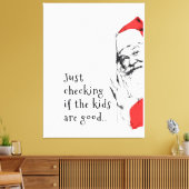 Sneaky Santa Just Checking Kids キャンバスプリント (インサイチュ (リビング))