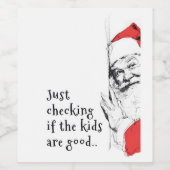 Sneaky Santa Just Checking Kids ワインラベル (シングルラベル)