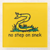 SnekRight ガズデン パロディー No step on snek ミーム ガラスコースター (正面)