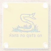 SnekRight ガズデン パロディー No step on snek ミーム ガラスコースター (裏面)