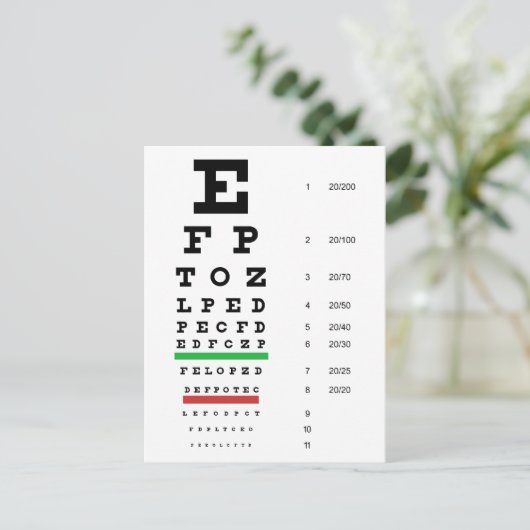 Snellenの視力検査表の郵便はがき ポストカード (スタンド正面)