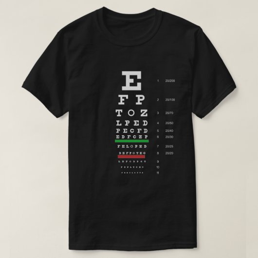 Snellen Eye Chart Tシャツ (デザイン正面)