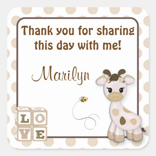 Snickerdodle Giraffe四角ステッカー スクエアシール (正面)