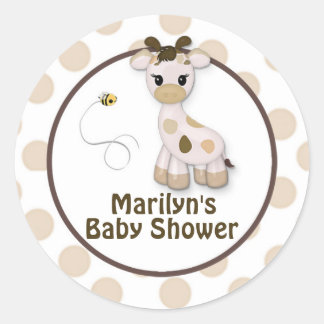 Snickerdodle Giraffe赤ちゃんシャワーステッカー ラウンドシール