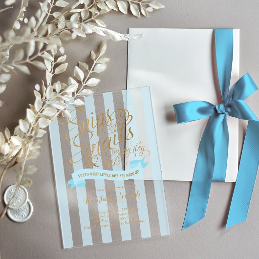 Snips and Snails Baby Boy Baby Shower Invitation アクリル招待状
