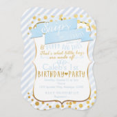 Snips & Snailsブルー金ゴールド誕生日パーティーへの招待 招待状 (正面/裏面)