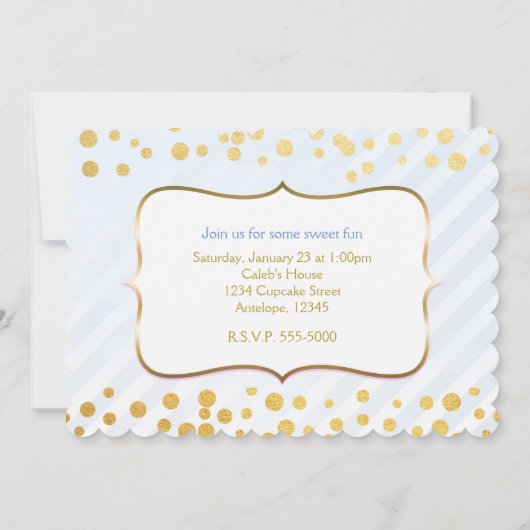 Snips & Snailsブルー&金ゴールドパーティーフォト招待状 招待状 (裏面)