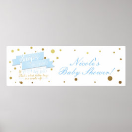 Snips & Snails Boys Blue & Gold Baby Shower Banner ポスター