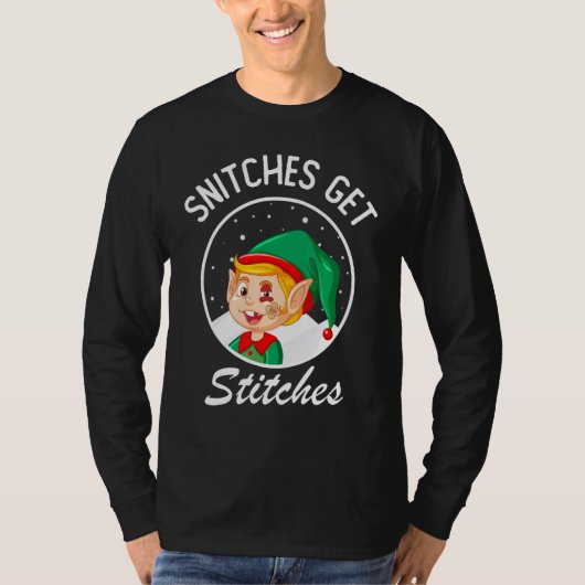Snitches Get Stitches Elf On Shelf Kids Tシャツ (正面)
