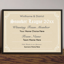 Snooker Competition証明書ポスター ポスター