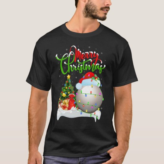 Snooker Sports   Xmas Decoration Santa Snooker Chr Tシャツ (正面)