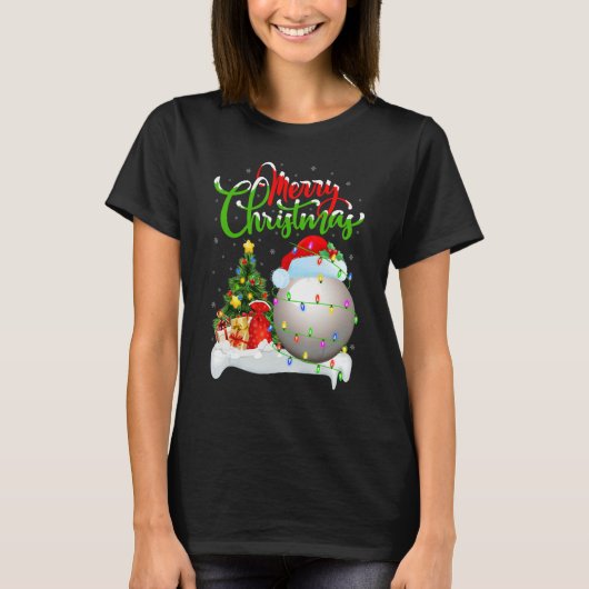 Snooker Sports   Xmas Decoration Santa Snooker Chr Tシャツ (正面)