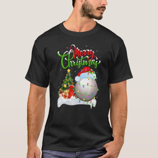 Snooker Sports  Xmas Decoration Santa Snooker Chri Tシャツ (正面)
