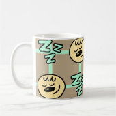 Snooze & Coffee Repeat Zzz Face Cozy Bedroom コーヒーマグカップ (左)