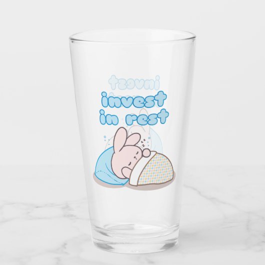 Snoozy Bunnyで休憩に投資 タンブラーグラス (正面)