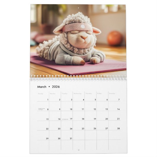 Snoozy Sheep – 2026 Nap-Time Calendar カレンダー (3月 2026)
