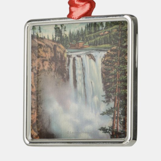 Snoqualmieの滝、WA -上の滝の眺め メタルオーナメント (左)