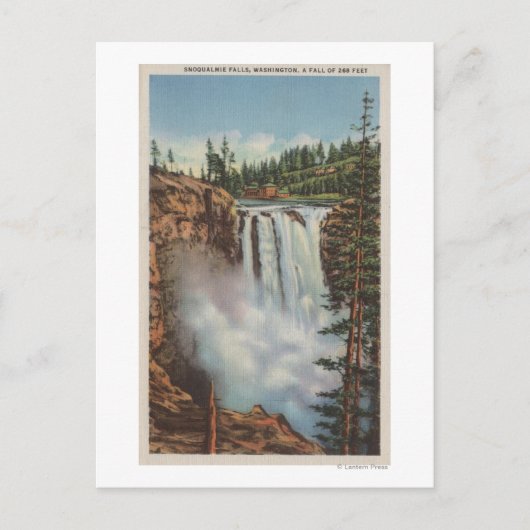 Snoqualmie滝, WA – トップの滝の表示 ポストカード (正面)