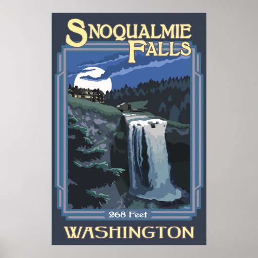 Snoqualmie秋（夜）ワシントン旅行ポスター ポスター (正面)