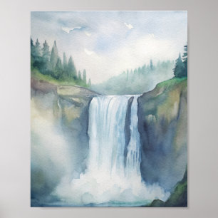 Snoqualmie秋、WA水色絵を描の ポスター