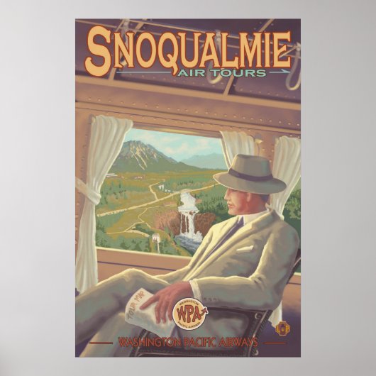 Snoqualmie秋By Air, Washington Travelポスター ポスター (正面)