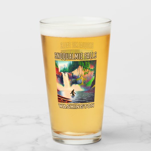 Snoqualmie Fallsワシントンシャツサスカッチ タンブラーグラス (ドリンク正面)
