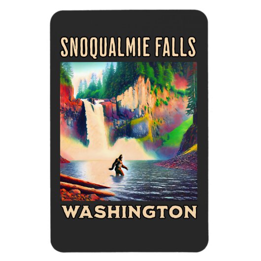 Snoqualmie Fallsワシントンシャツサスカッチ マグネット (縦)