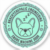 Snore Machine 3000 French Bulldog Tech Funny Dog シール (正面)