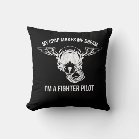 Snoring Cpap As A Fighter Pilot Mask Funny  クッション (正面)