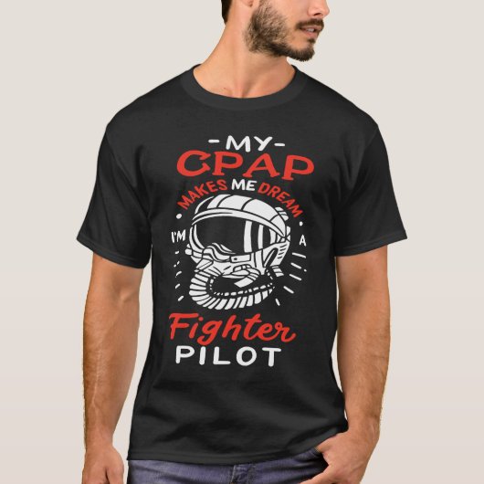 Snoring CPAP as a fighter pilot mask Tシャツ (正面)
