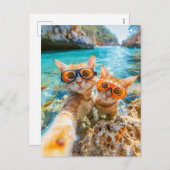 Snorkeling Cats in the Mediterranean Sea シーズンポストカード (正面/裏面)