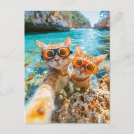 Snorkeling Cats in the Mediterranean Sea シーズンポストカード