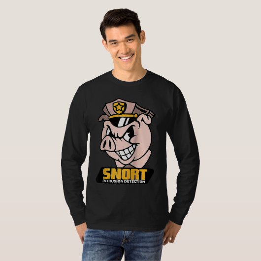 Snort侵入検知 豚 サイバーセキュリティ セキュリティ tシャツ (正面フル)