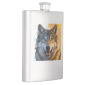 "Snow and Fire" Duality Wolf Split Portrait フラスク (右)
