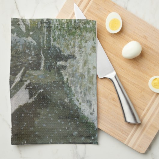 Snow at Argenteuil by Claude Monet キッチンタオル (四つ折り)