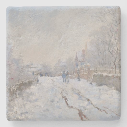 Snow at Argenteuil (by Claude Monet) ストーンコースター (正面)