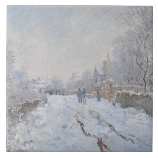 Snow at Argenteuil (by Claude Monet) タイル (正面)