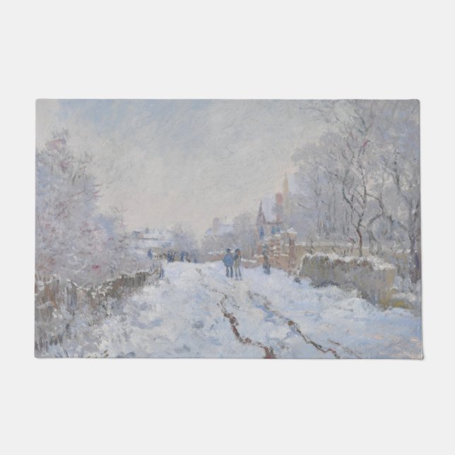 Snow at Argenteuil (by Claude Monet) ドアマット (正面)
