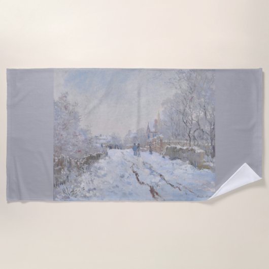 Snow at Argenteuil (by Claude Monet) ビーチタオル (正面)