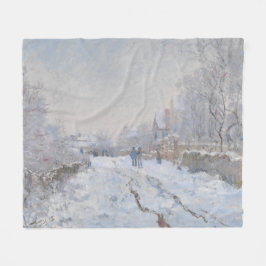 Snow at Argenteuil (by Claude Monet) フリースブランケット