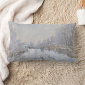Snow at Argenteuil (by Claude Monet) ランバークッション (ブランケット)