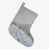 Snow at Argenteuil (by Claude Monet) ラージクリスマスストッキング (正面 (吊り時))