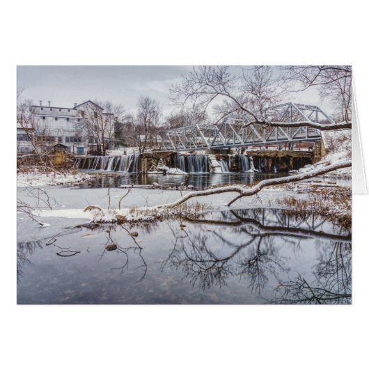 Snow At Finley Dam Greeting Card (正面横)