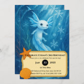 Snow Axolotl in Ice Kingdom Birthday 招待状 (正面/裏面)