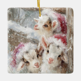 Snow Babies Christmas Goats 10 - あなたの写真 セラミックオーナメント