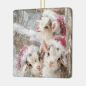 Snow Babies Christmas Goats 10 - YOUR PHOTO セラミックオーナメント (左)
