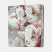 Snow Babies Christmas Goats 11 - あなたの写真 セラミックオーナメント (左)