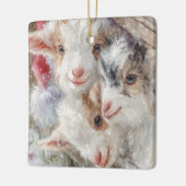 Snow Babies Christmas Goats 12 - あなたの写真 セラミックオーナメント (左)