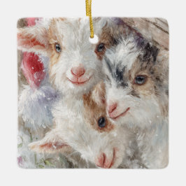 Snow Babies Christmas Goats 12 - あなたの写真 セラミックオーナメント